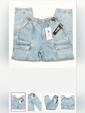 NEW Simple Society Super High Rise Cargo Straight denim jeans